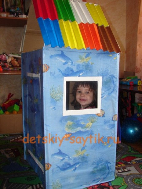детский домик из картонной коробки